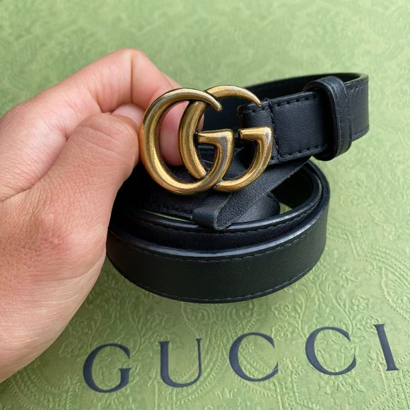GUCCI Leather belt with Double G buckle